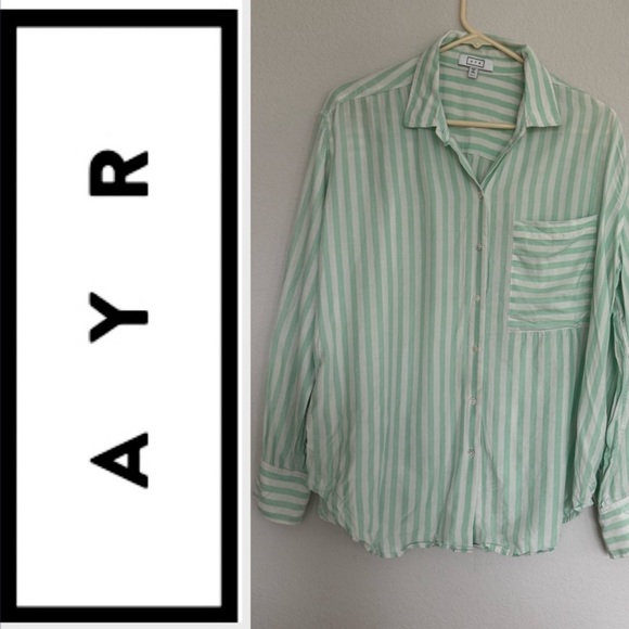 AYR The Deep End Striped Silk Top L - Picture 1 of 7